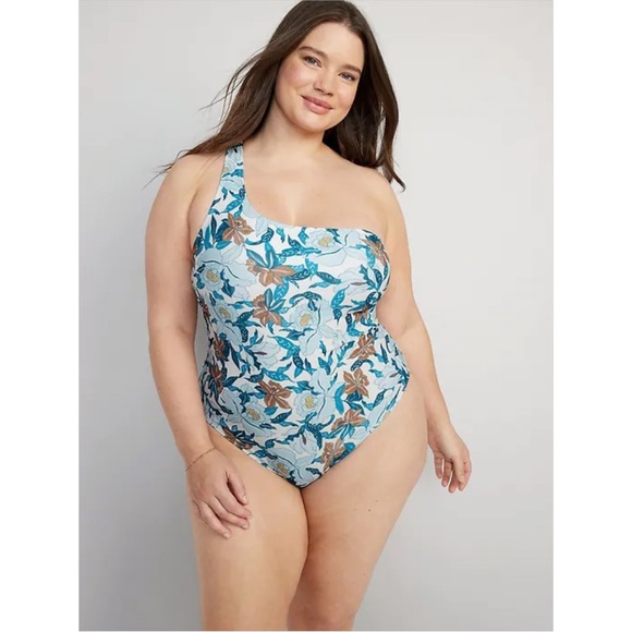 NWT Old Navy Printed One-Shoulder One-Piece Swimsuit - Picture 5 of 8